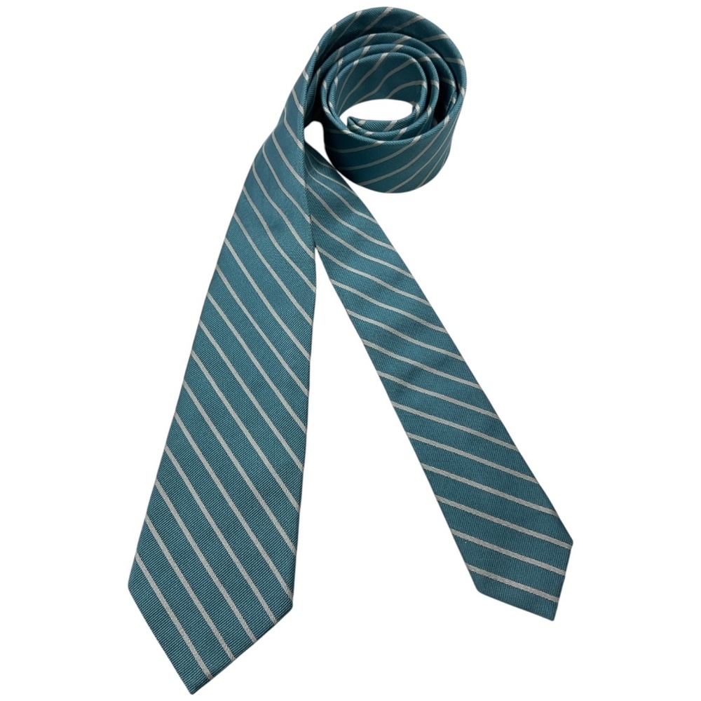RALPH LAUREN BLACK LABEL Blue Striped Silk LUXURY Tie HANDMADE ITALY